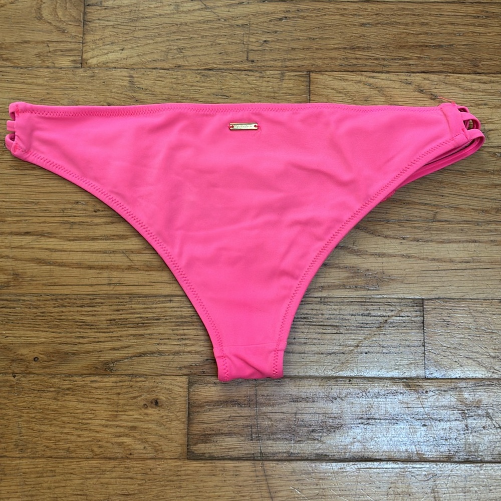 NWOT Victorias Secret Neon Pink The Strappy Cheeky Low Rise Bikini Bottoms - Picture 6 of 8
